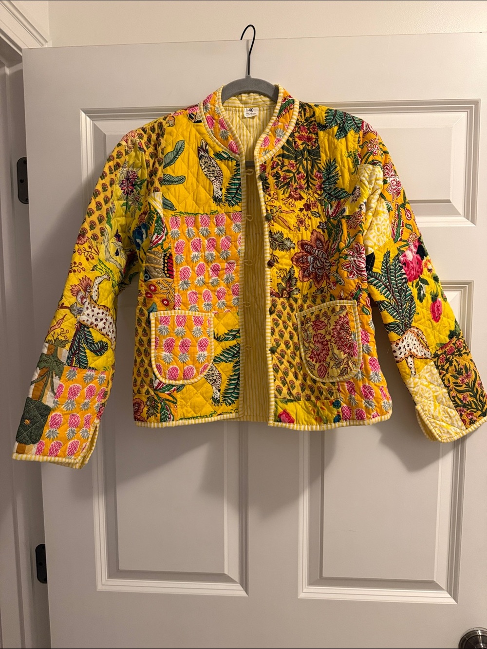 Quilted Floral Yellow Jacket